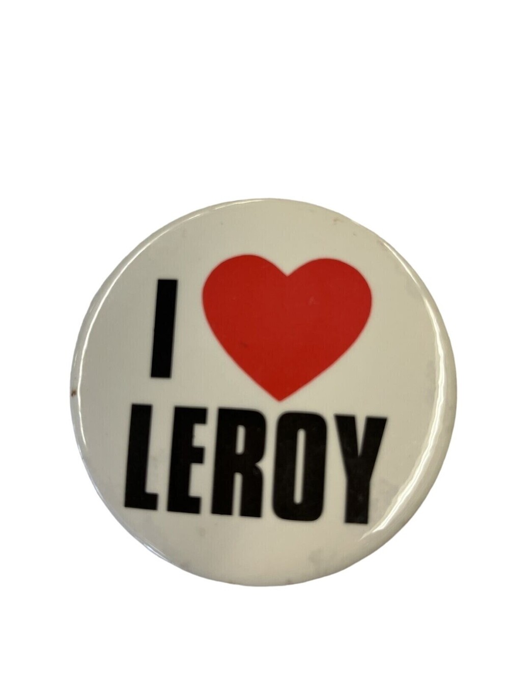 I Love Leroy Vintage 1980s Pinback Button